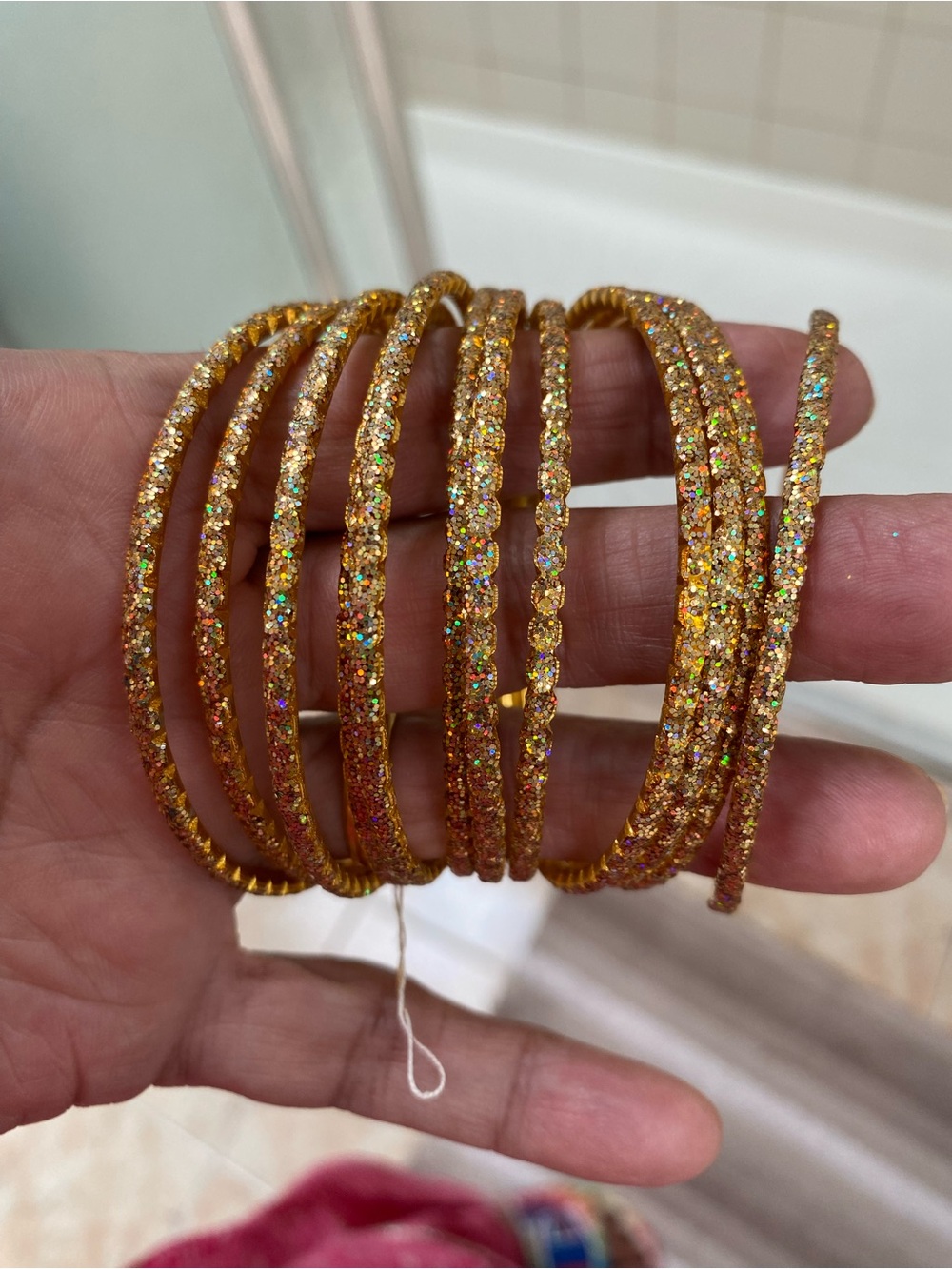 Gold-Tone Glitter Bangle Bracelet Set - Women Jewelry